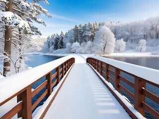 A Winter Season with Stark arboreal sentinels weather a delicate snow shower