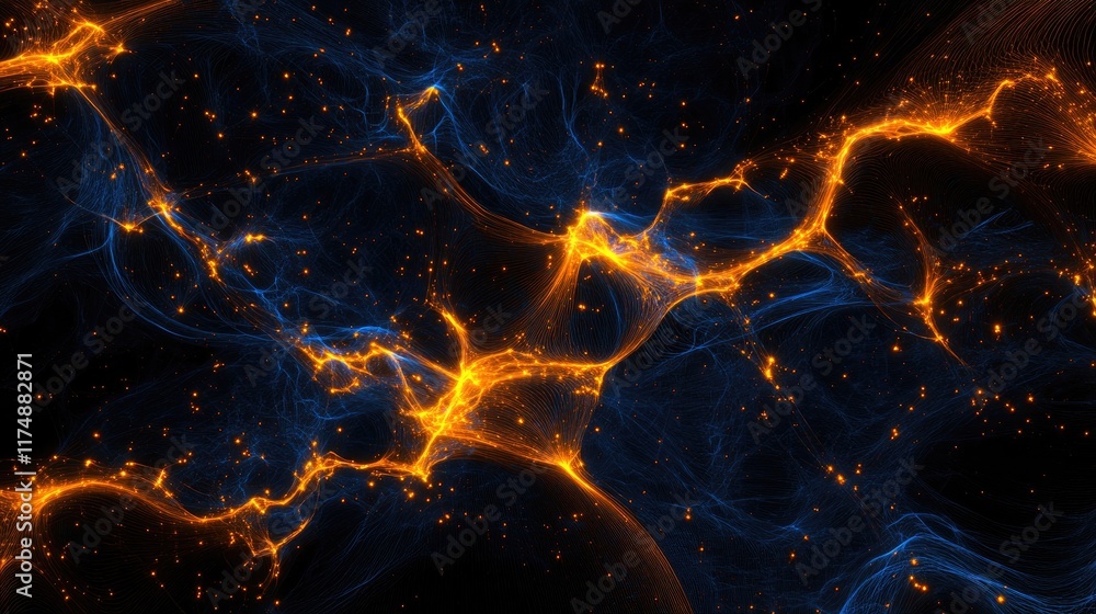 Poster a complex network of glowing data streams, nodes, and connections representing the backbone of moder