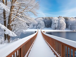 A Winter Season with Stark arboreal sentinels weather a delicate snow shower