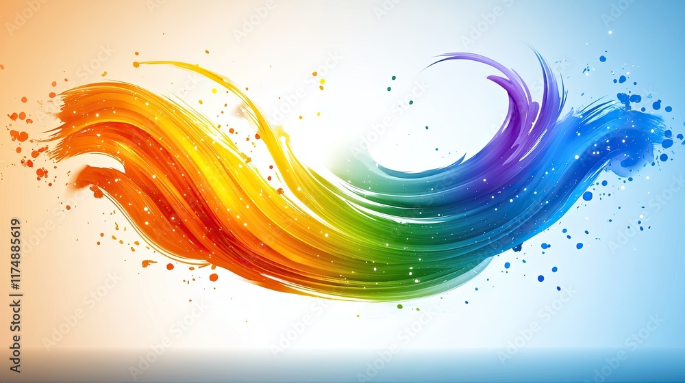 Poster dynamic illustration of brushstroke textures layered with vibrant splashes and gradients.