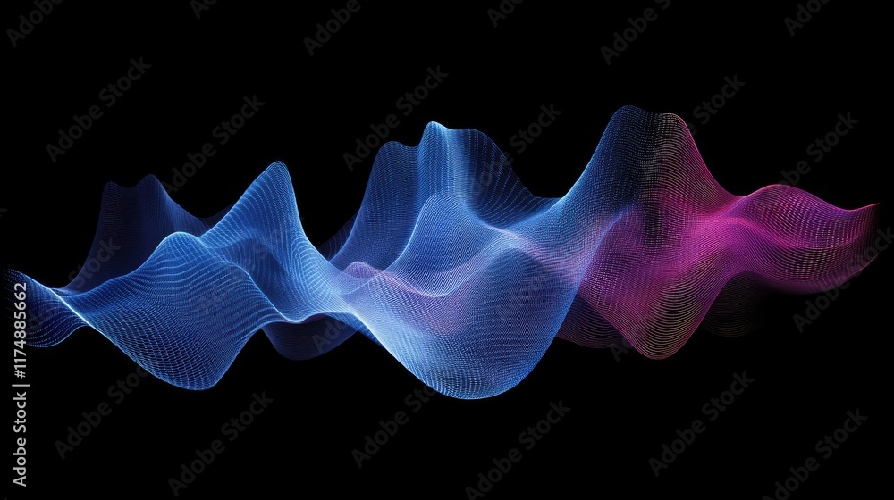 Poster dynamic motion graphic elements with streaks of light and gradient blends forming a futuristic desig