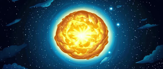 Fototapeta premium Distant supernova explosion in vibrant sci-fi colors against a cosmic backdrop