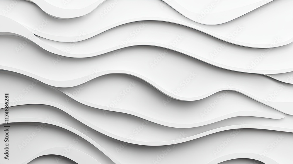 Poster elegant graphic template with flowing wave patterns in soft gradients and subtle highlights over a c