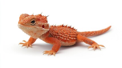 Fototapeta premium Bearded dragon lizard in studio setting detailed close-up bright colorful environment animal photography perspective