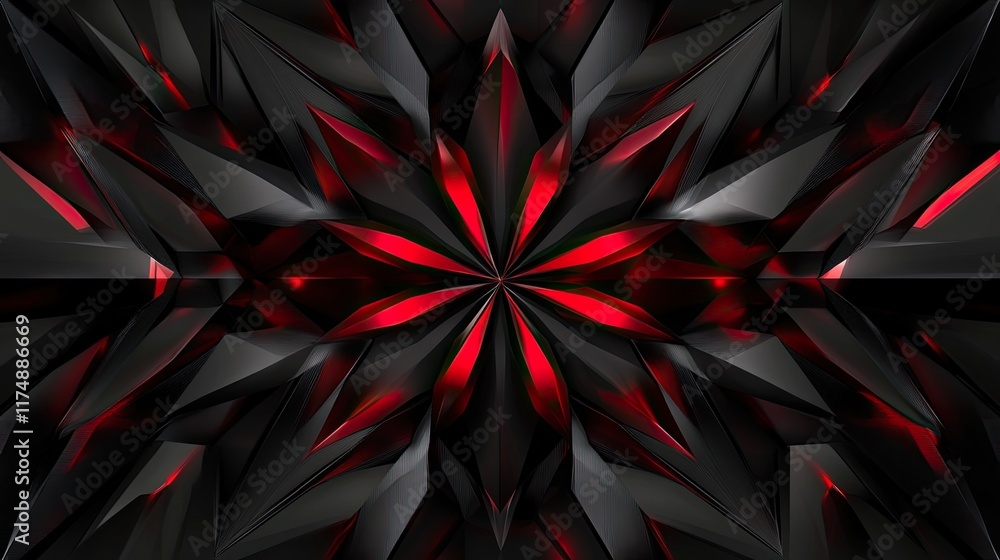 Aufkleber futuristic abstract design with geometric elements and glowing effects over a dark gradient.