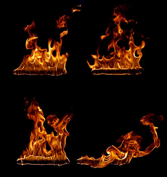 Set fire strip isolated on black background