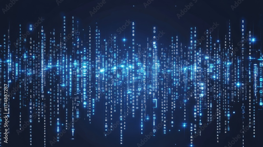 Poster futuristic glowing circuit board with data flow and digital technology concept.