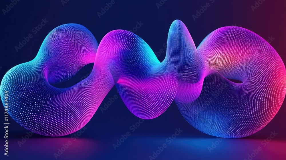 Poster futuristic graphic template with d grid lines and glowing shapes over a dark gradient background. sp