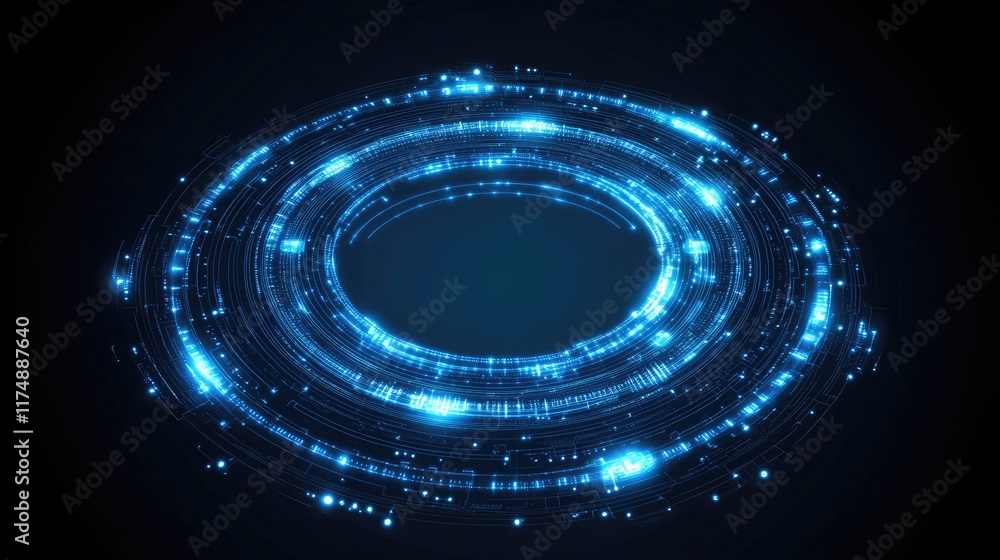 Aufkleber futuristic technology design with glowing neon lines and digital circuit patterns.