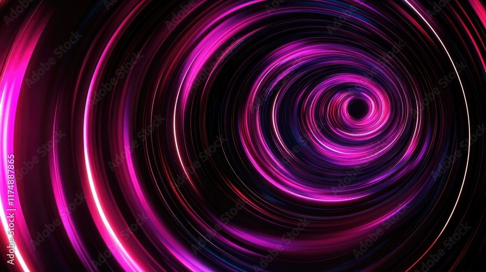 Poster futuristic tunnel graphic with glowing concentric rings and a vanishing point, creating a sense of d
