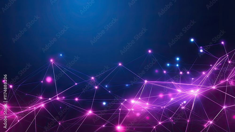 Poster high-tech digital technology concept with glowing grids, virtual networks, and floating abstract ele
