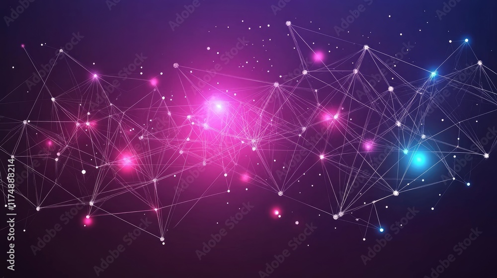Poster high-tech digital technology concept with glowing grids, virtual networks, and floating abstract ele