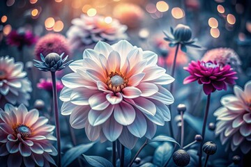 Fototapeta premium Long Exposure Black and White Flower Garden Clipart