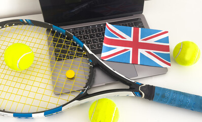  tennis racket and flag of Great Britain