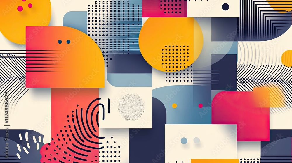 Poster minimalist abstract design with overlapping rectangles and gradient hues for a clean, modern aesthet