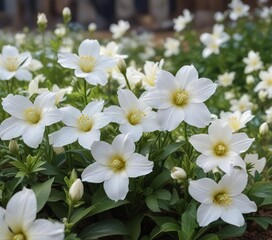 Obraz premium White platycodon grandiflorus in full bloom during summer season, macro, growing