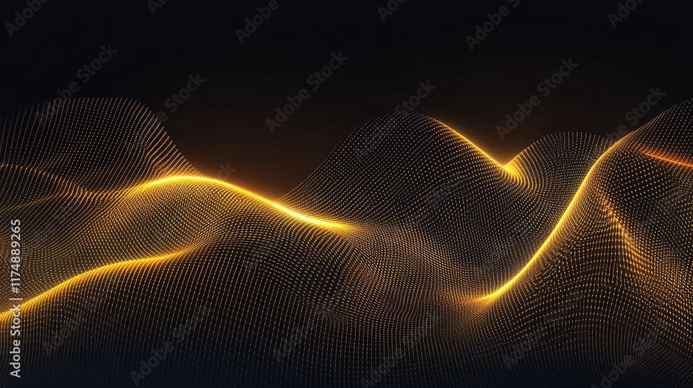 Aufkleber modern tech illustration with flowing light trails, digital grid patterns, and glowing data streams.
