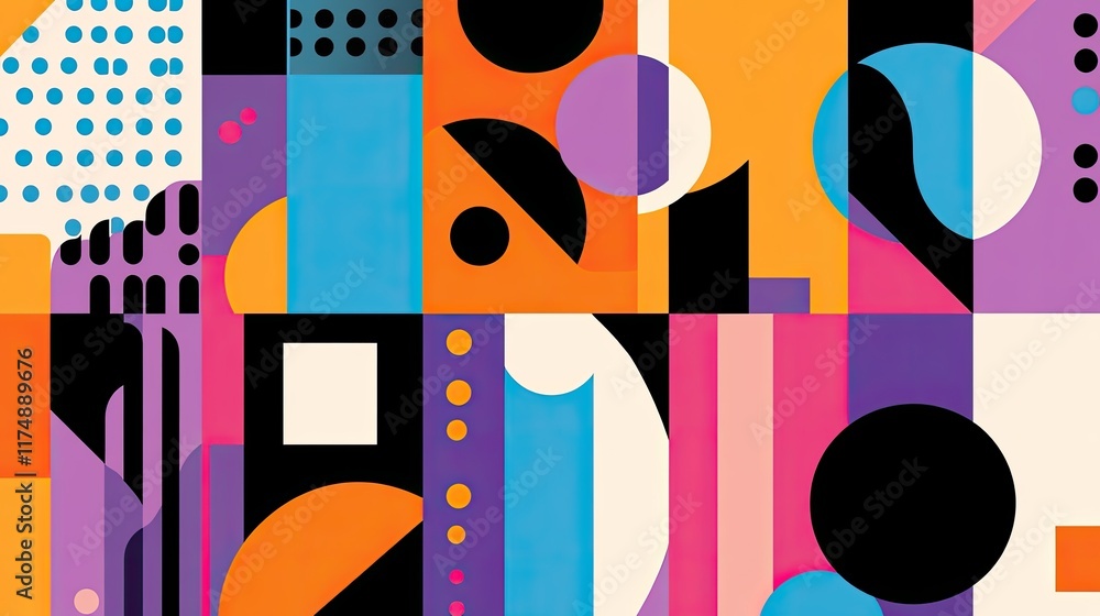 Poster sharp angular abstract design with bold geometric patterns and vibrant gradient hues.