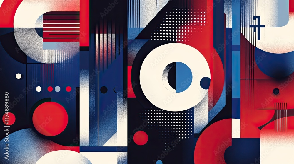 Poster sharp angular abstract design with bold geometric patterns and vibrant gradient hues.