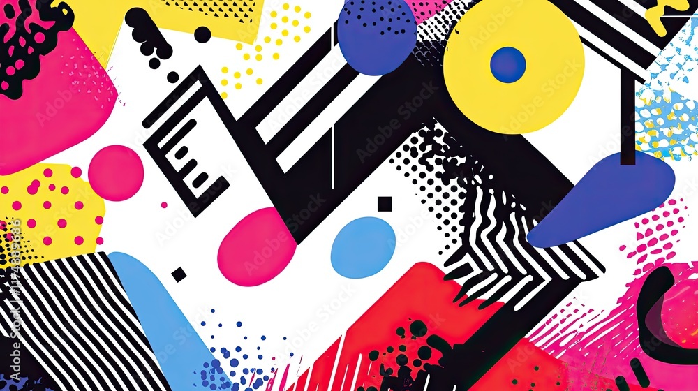 Poster sharp angular abstract design with bold geometric patterns and vibrant gradient hues.