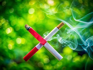 Long Exposure Photo: Crossed-Out Cigarette - Quit Smoking, Healthy Lifestyle