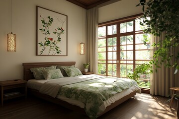 cozy bedroom with clean lines and soft natural light