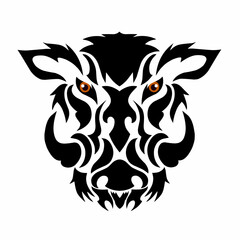 illustration vector graphic of tribal art design abstract wild boar head