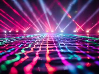 Laser light reflects on the surface of water