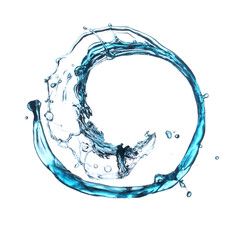 Blue water splash isolated on white background