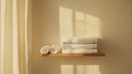 Wooden Shelf with Towels