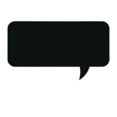 Black speech bubble on dark background; communication,  website design element.