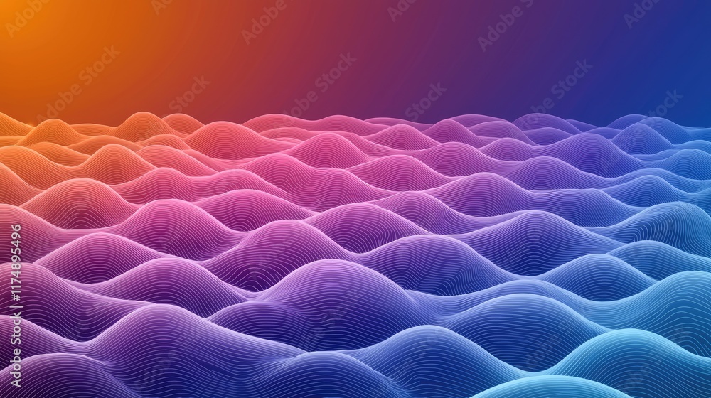 Poster dynamic waves flowing in vibrant colors abstract art digital background tech environment artistic pe