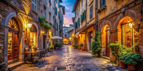 Fototapeta premium Lucca Italy, Historic Center Medieval Street, Charming Shops & Bars, Tuscany Architecture, Old Town Alleyway