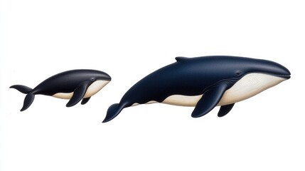 Obraz premium Majestic whales swimming together ocean waters marine life underwater environment side view nature's wonders