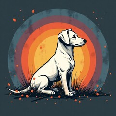 illustration of a dog in the night