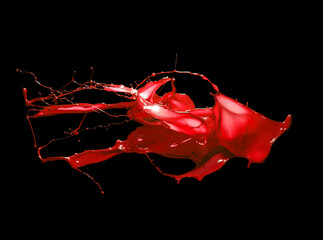 splash and splatter of paint isolated on black background