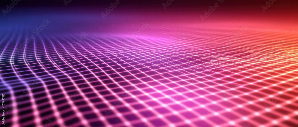 Poster empty backdrop hologram grid features vibrant digital data stream in a cybernetic space