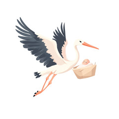 Naklejka premium A Stork Delivers A Newborn Baby