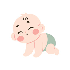 Adorable Happy Baby Crawling Infant Toddler Child Illustration Cute Cartoon Design