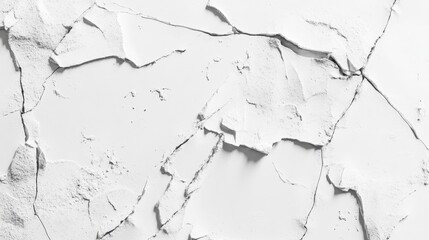 Fototapeta premium Weathered Wall: White Cracked Plaster with Grunge Concrete Texture for Abstract Background Design