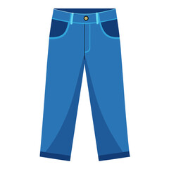 Blue Casual Jeans with Dark Pockets, Flat vector illustration of blue casual jeans with contrasting dark pockets, perfect for fashion, clothing, or casual wear concepts. 
