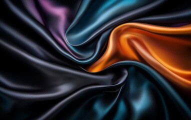 Obraz premium Luxurious Silk Fabric Draped in Rich Teal Orange and Black Shades