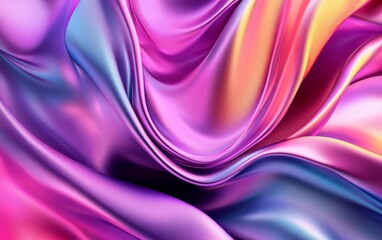 Fototapeta premium Abstract Iridescent Fabric Drape Shimmering Pink Purple and Blue Textile Texture