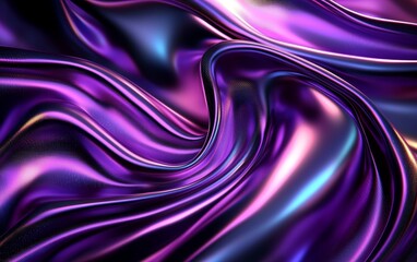 Fototapeta premium Abstract Purple Iridescent Fabric Drape Shimmering Satin Texture Luxurious Textile Background