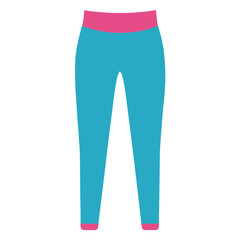 Blue Leggings with Pink Waistband and Cuffs, Vector illustration of blue leggings featuring a vibrant pink waistband and matching cuffs, perfect for activewear and casual fashion designs. 
