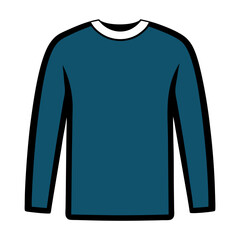 Teal Long-Sleeve Shirt with White Collar, Simple vector illustration of a teal long-sleeve shirt featuring a contrasting white collar, perfect for casual fashion and apparel themes. 
