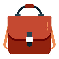 Brown Leather Satchel Bag with Strap, Vector illustration of a brown leather satchel bag featuring a handle, adjustable shoulder strap, and buckle closure, perfect for modern style.  
