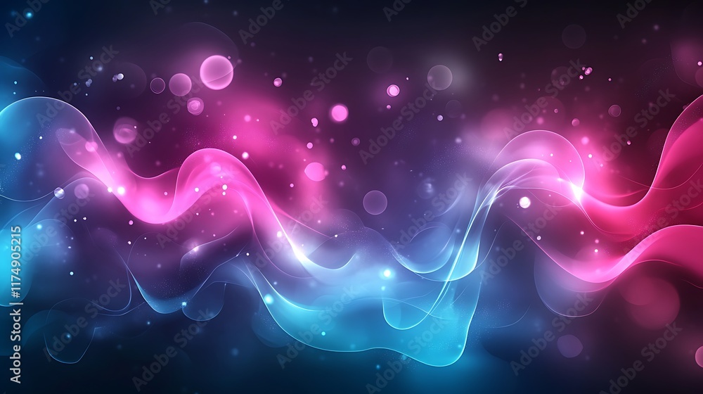 Poster abstract futuristic background with colorful glowing neon moving high-speed wave lines and bokeh lig