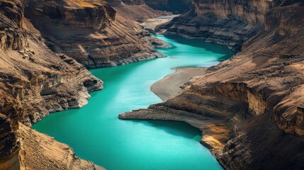 Serpentine River Winding Through a Canyon