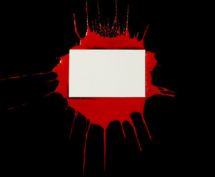 sign with space for your text on background of splattered paint or blood isolated on black